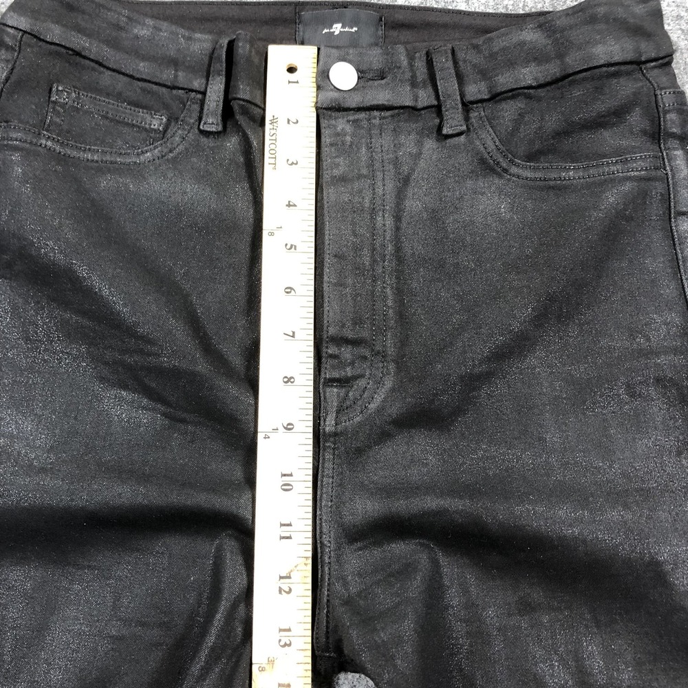 7 For All Mankind Jeans Womens 31 Black High Rise Flare Coated Stretch Denim - Picture 11 of 16
